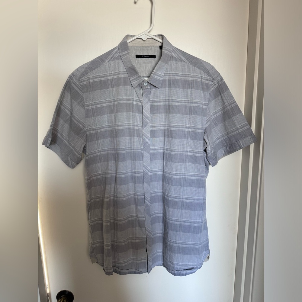 7 Diamonds | Short Sleeve Button Down Shirt | Men’s | Grey | L